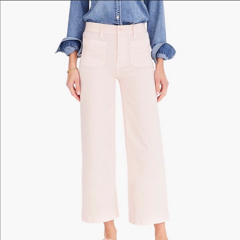 J Crew Point Sur Washed Wide Leg Crop Pants